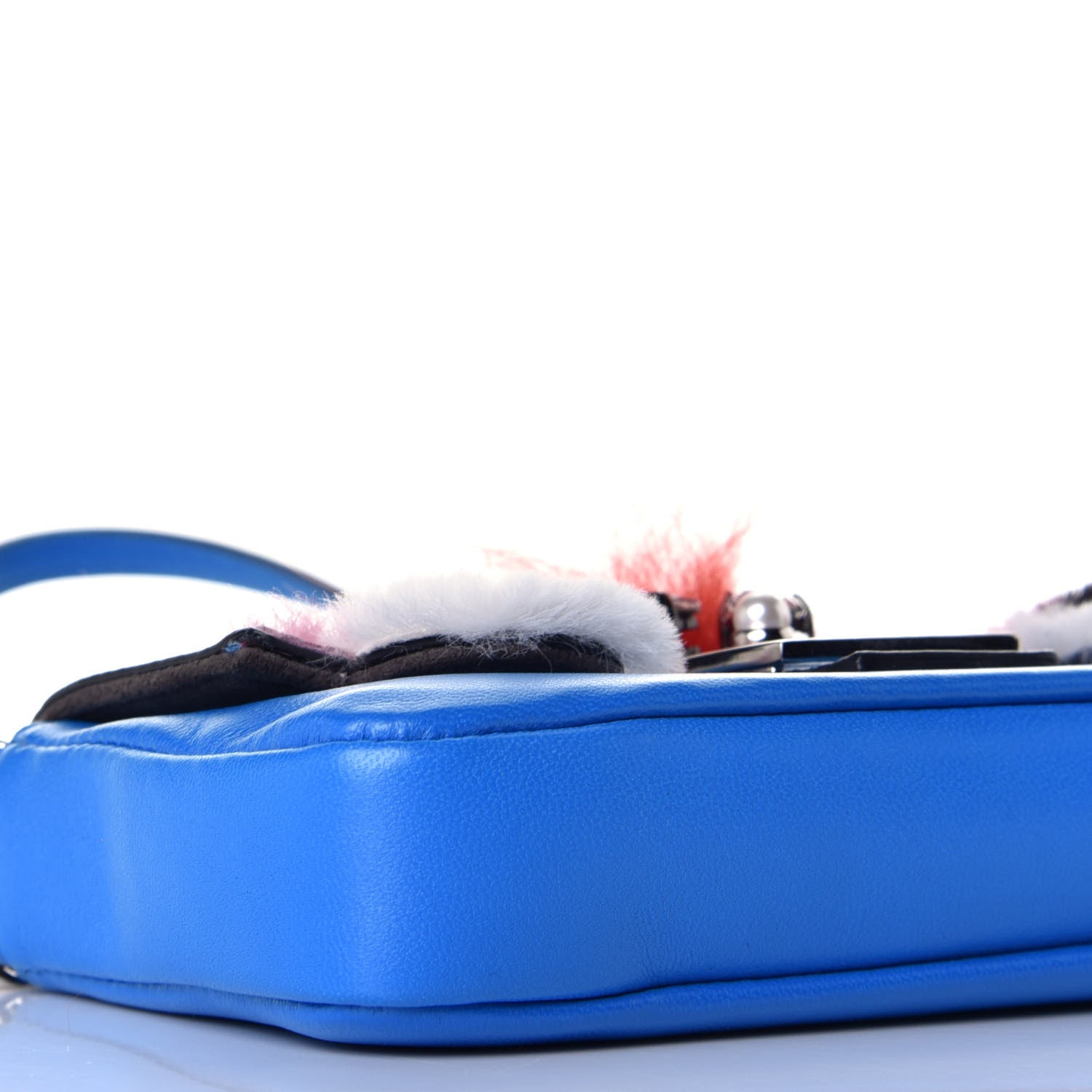 Fendi Nappa Rabbit Fox Fur Micro Buggie Baguette Blu Royal Tangerine 10 of 13