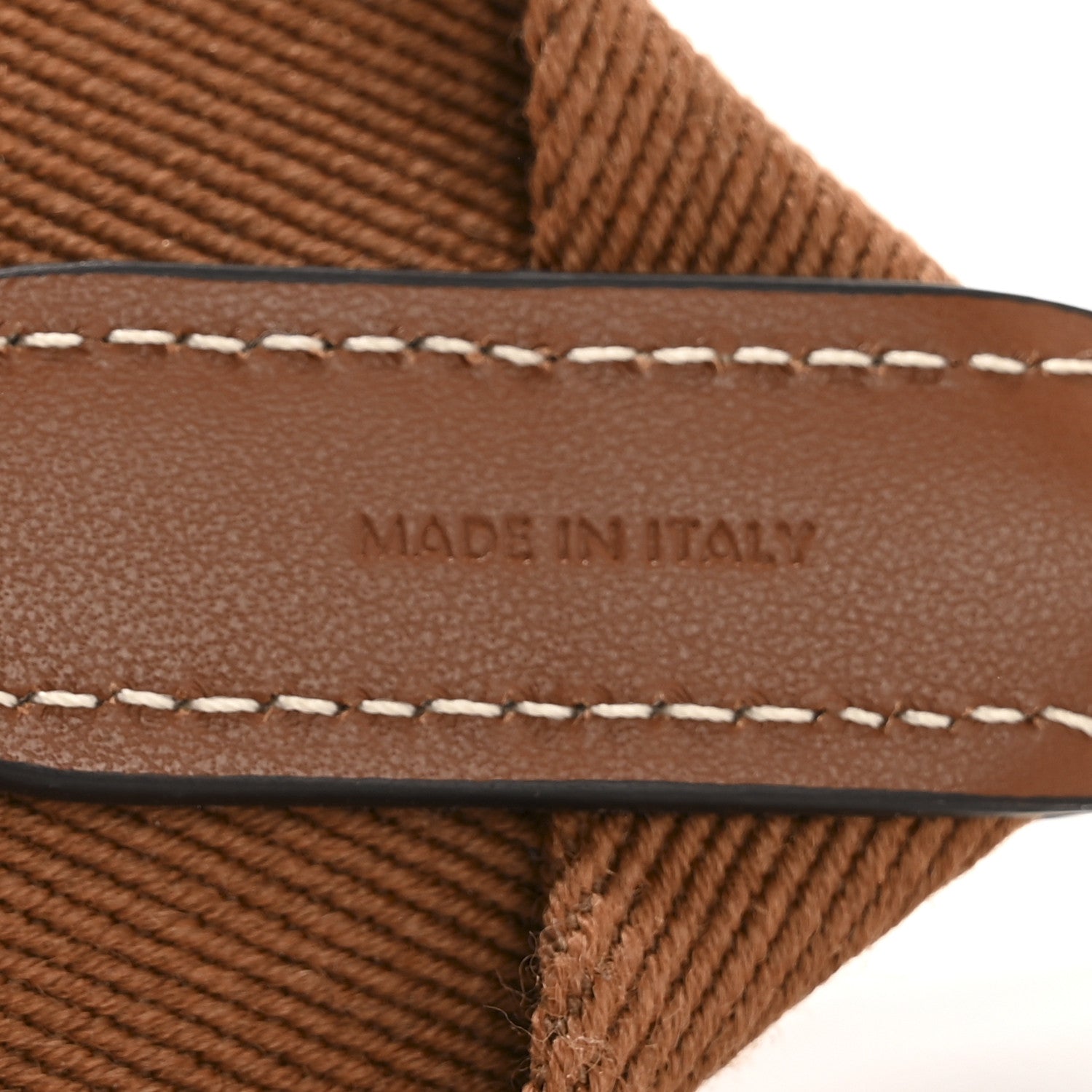 Celine Jacquard Wool Logo Long Strap Tan White 5 of 7