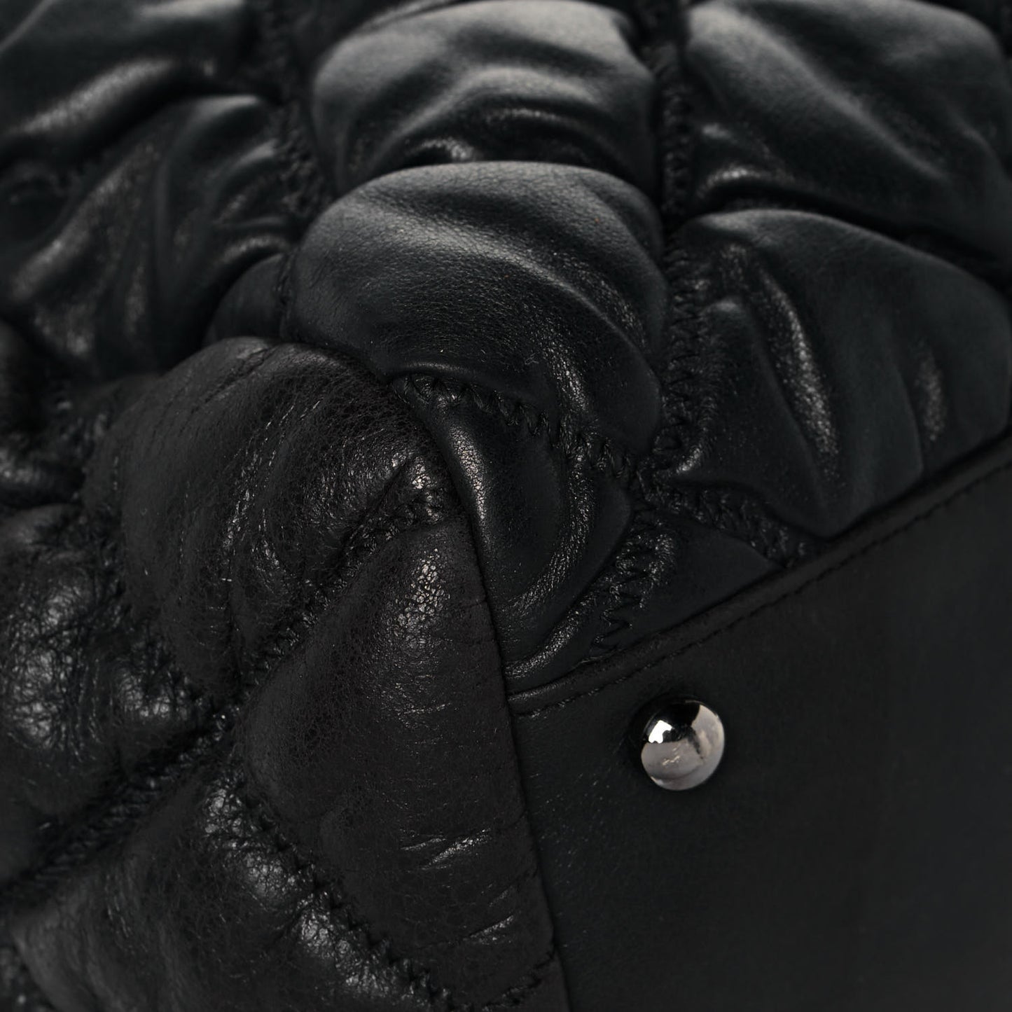 Calfskin Bubble Quilt Bowler Black
