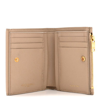Saint Laurent Grain De Poudre Monogram Uptown Compact Wallet Dark Beige 5 of 12