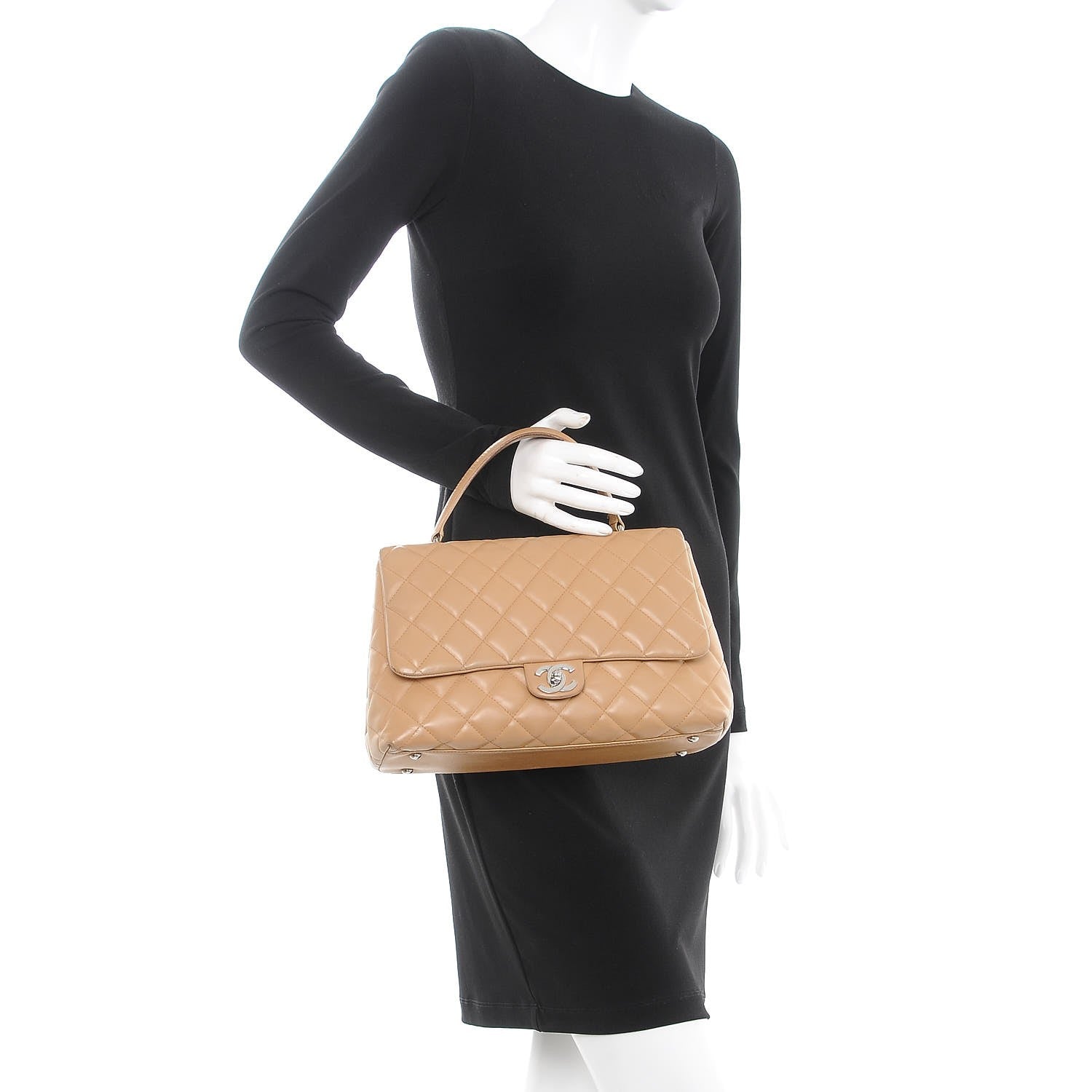 Chanel Lambskin Quilted Jumbo Kelly Flap Bag Beige 2 of 14
