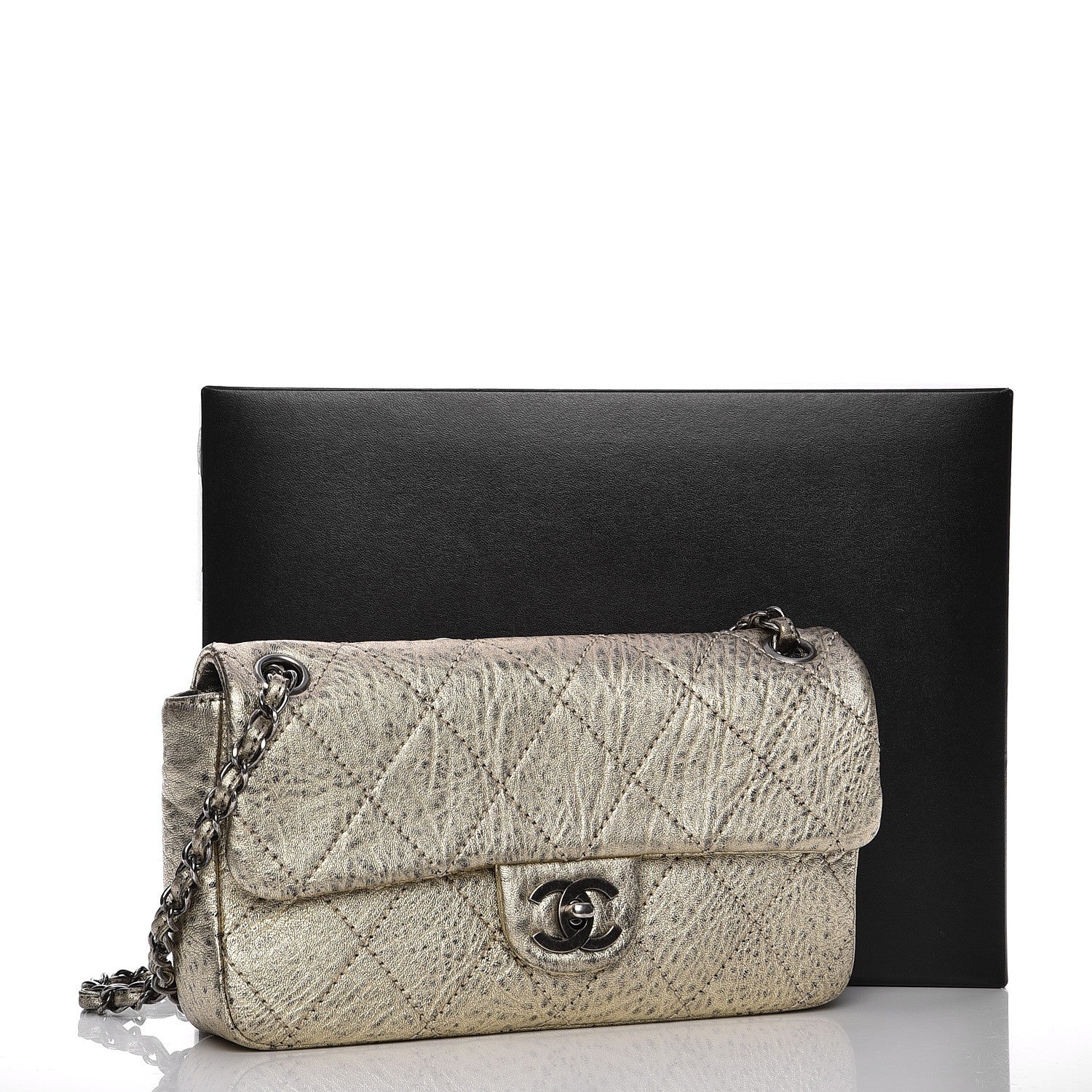 Chanel Distressed Metallic Lambskin Quilted Le Marais Ligne Flap Gold 8 of 8
