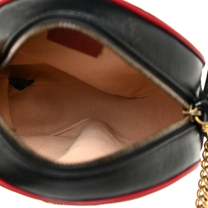 Gucci Vintage Effect Calfskin Matelasse Diagonal Mini Torchon GG Marmont Round Shoulder Bag Black Romantic Cherry 5 of 12