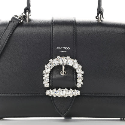 Jimmy Choo Calfskin Crystal Small Cheri Top Handle Bag Black 8 of 12
