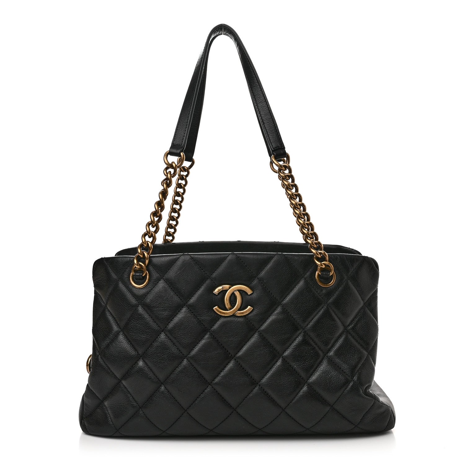 Chanel Calfskin Quilted Small CC Crown Tote Black 1 of 11