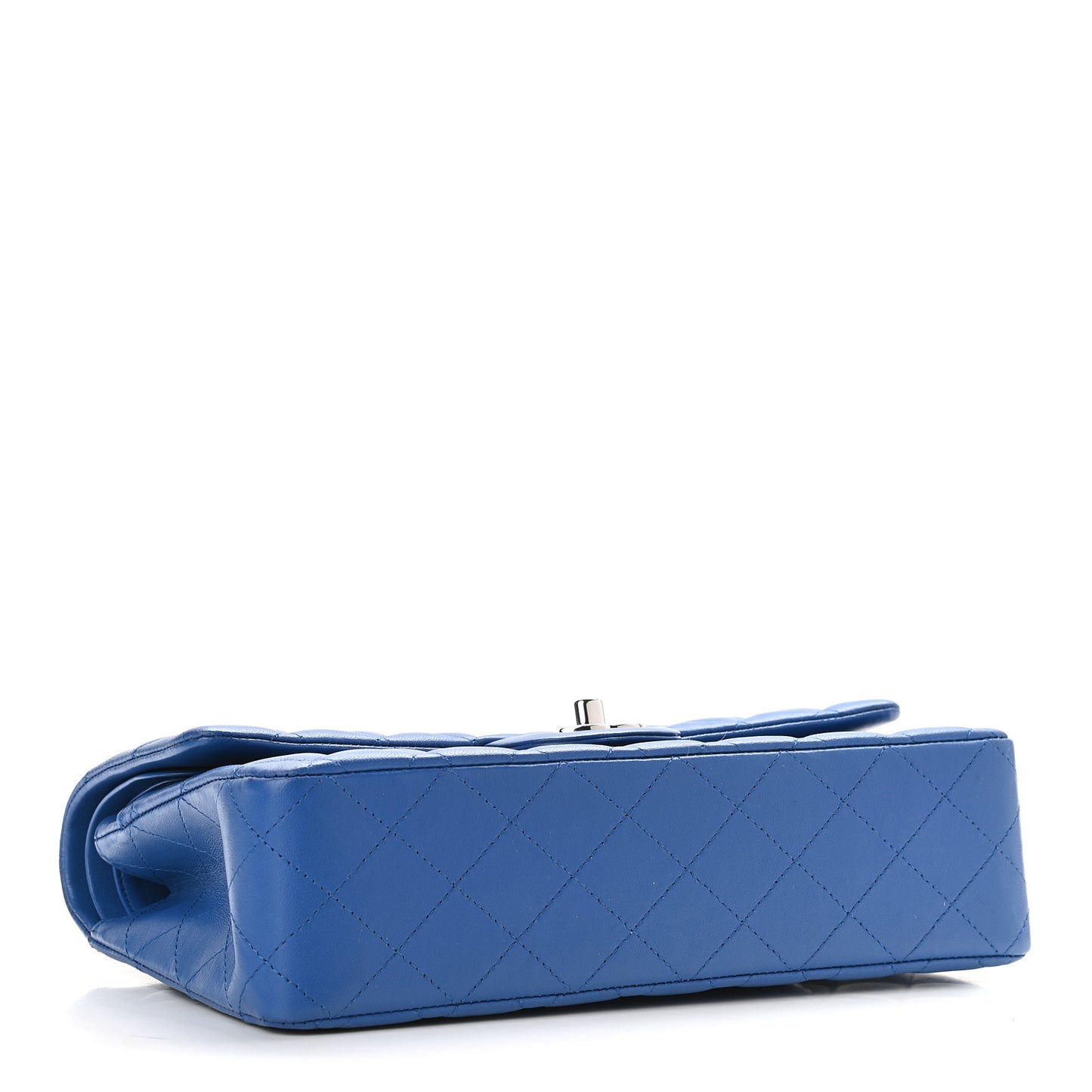 Lambskin Quilted Medium Double Flap Blue