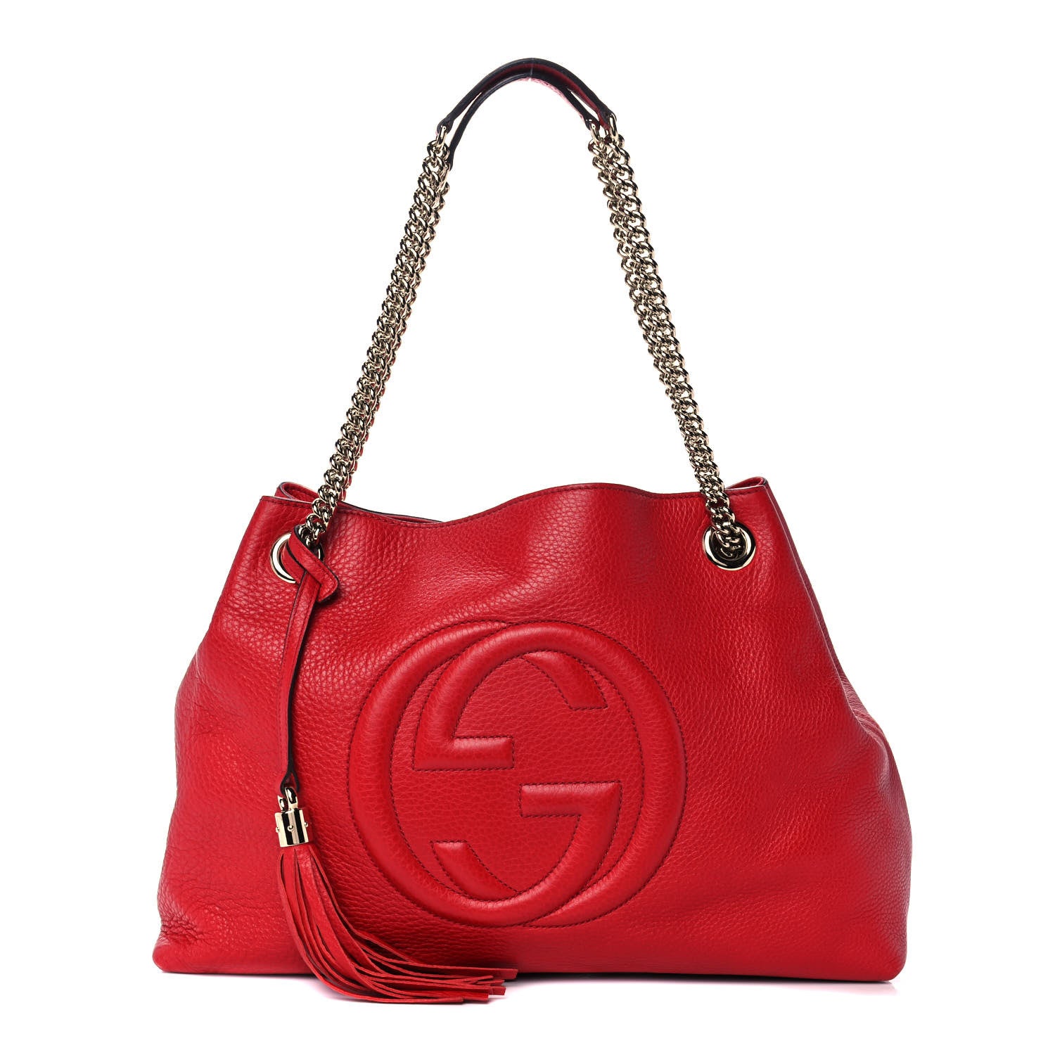 Gucci Pebbled Calfskin Medium Soho Chain Shoulder Bag Tabasco Red 1 of 14