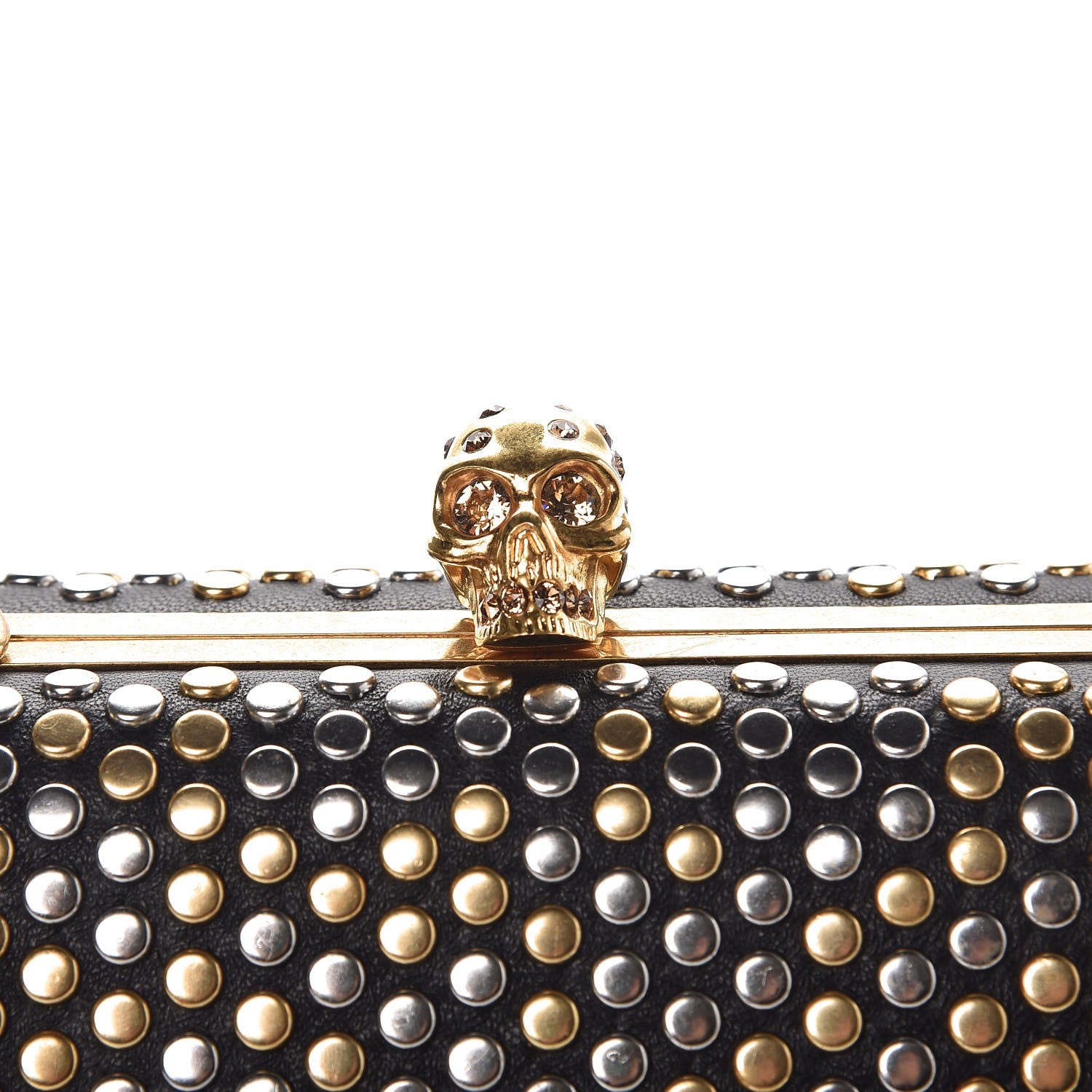 Alexander McQueen Lambskin Studded Hexagon Skull Chain Clutch Black 8 of 8