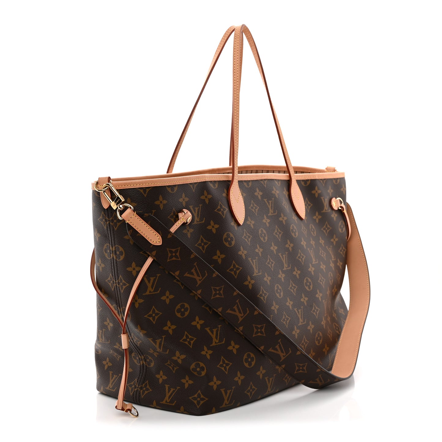 Monogram Stamped Inside Out Neverfull Bandouliere GM Beige