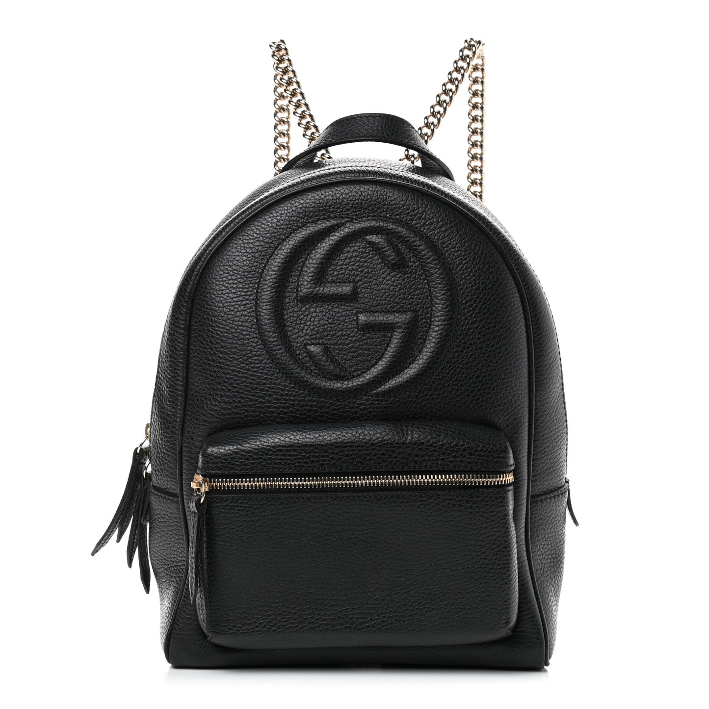 Pebbled Calfskin Soho Chain Backpack Black