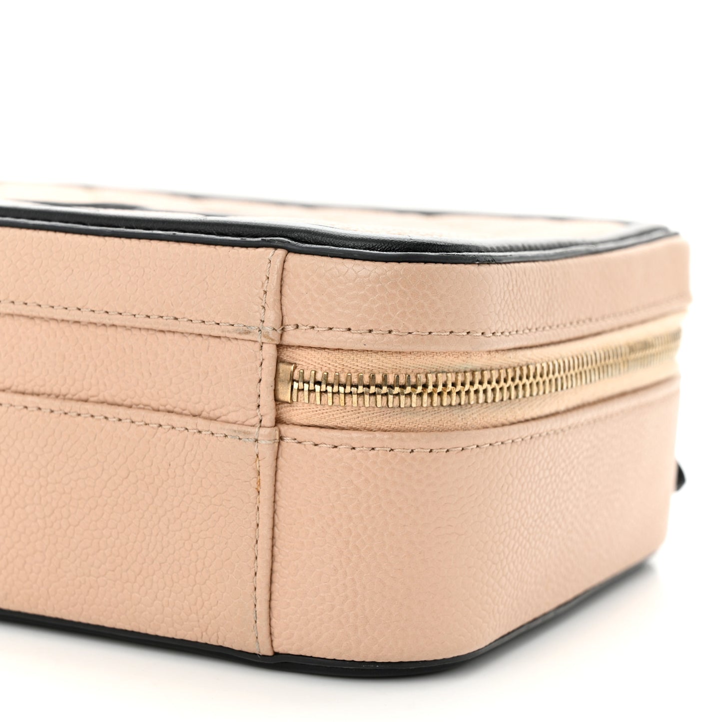 Caviar Quilted Medium CC Filigree Vanity Case Beige Black