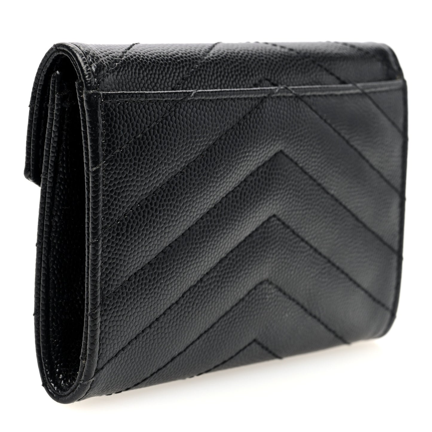 Grain De Poudre Matelasse Chevron Small Monogram Envelope Wallet Black Black