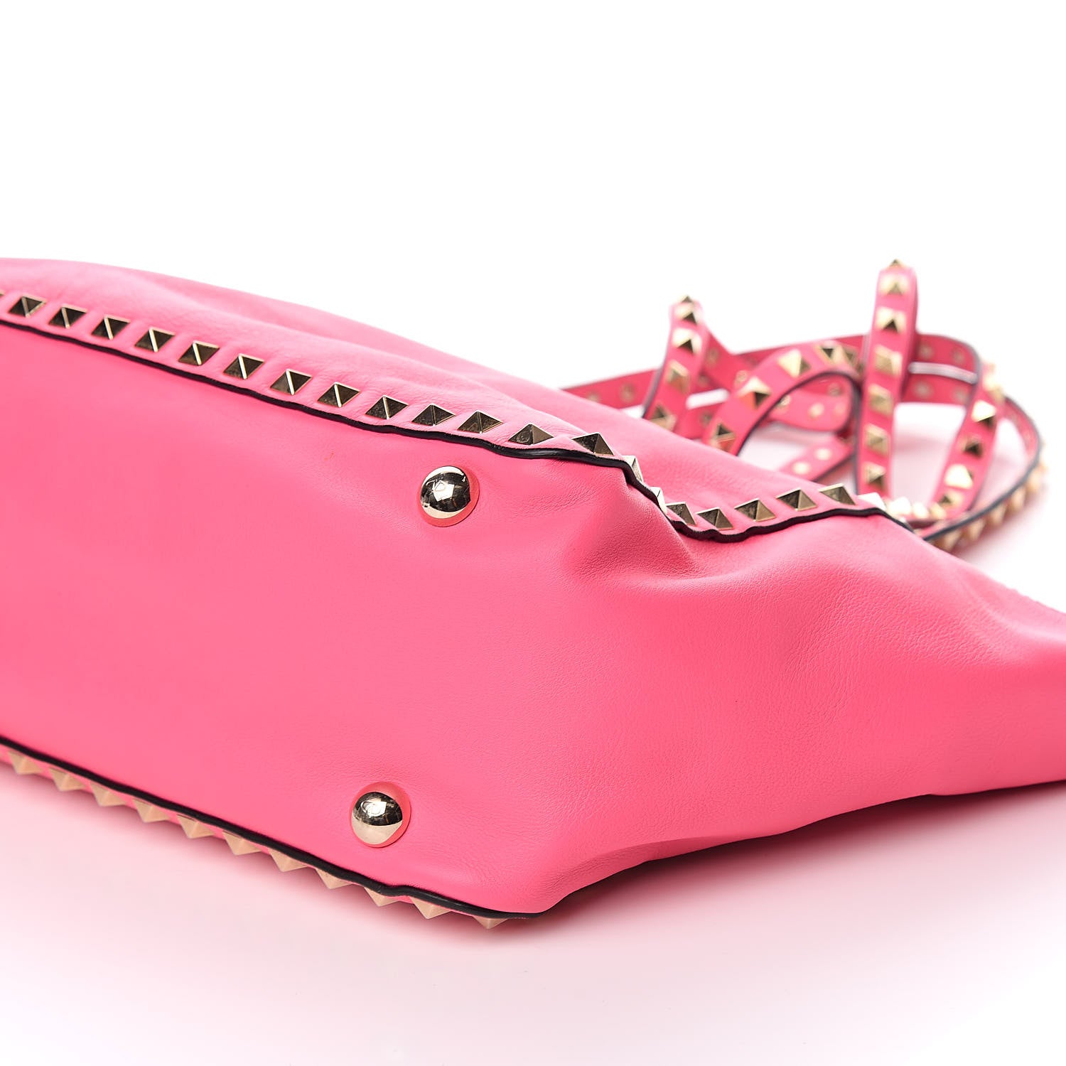 Valentino Garavani Vitello Small Rockstud Tote Fuxia Fluo 9 of 10