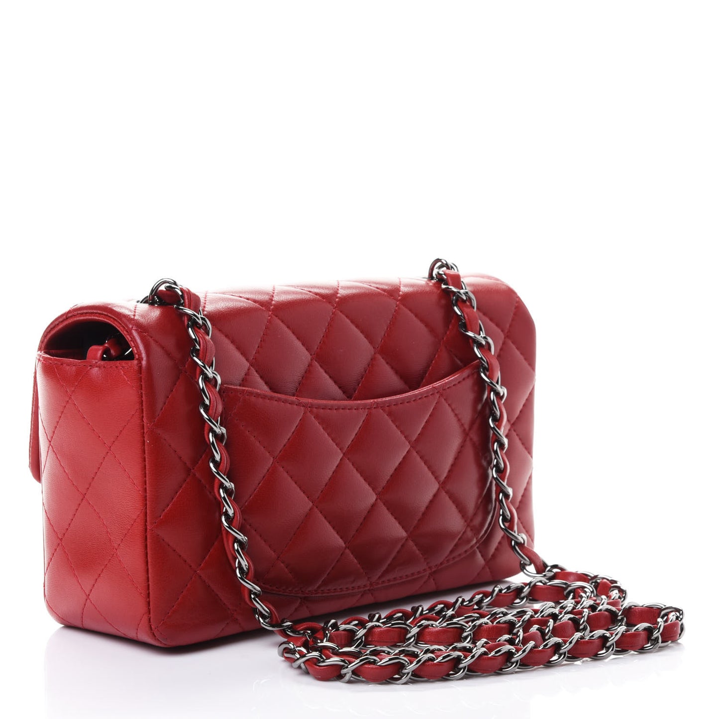 Lambskin Quilted Mini Rectangular Flap Red