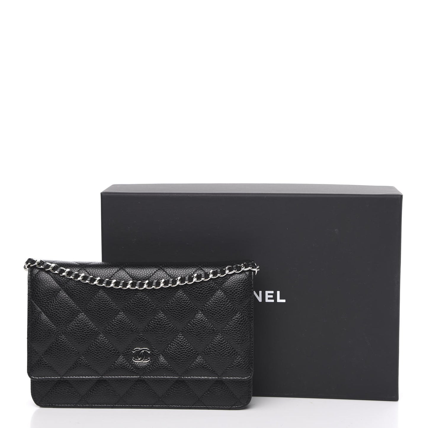 Caviar Quilted Wallet On Chain WOC Black
