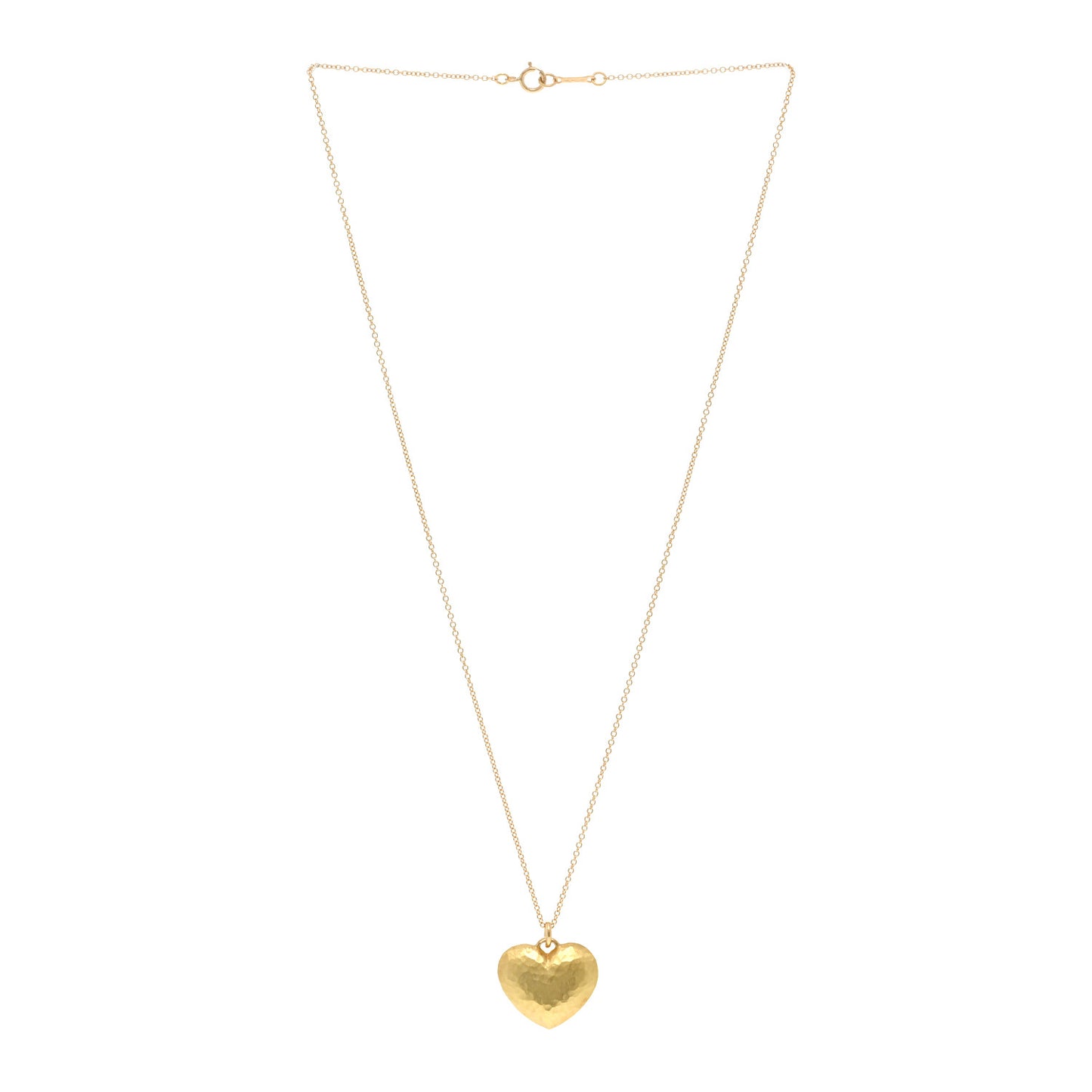 18K Yellow Gold Paloma Picasso Hammered Heart Pendant Necklace