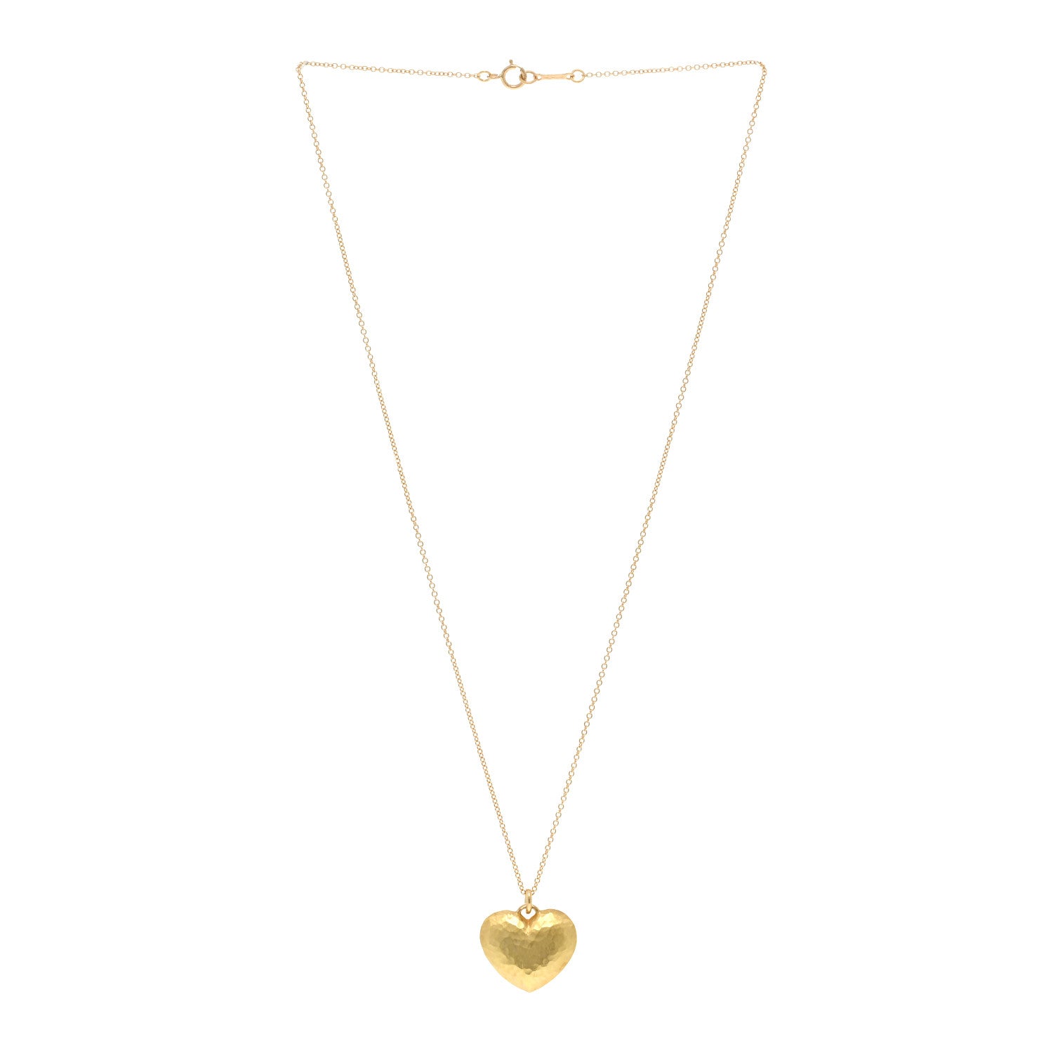 Tiffany 18K Yellow Gold Paloma Picasso Hammered Heart Pendant Necklace 3 of 4
