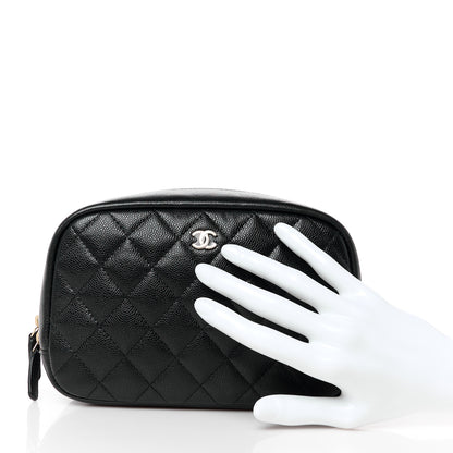 Chanel Caviar Quilted Medium Curvy Pouch Cosmetic Case Black 2 of 11