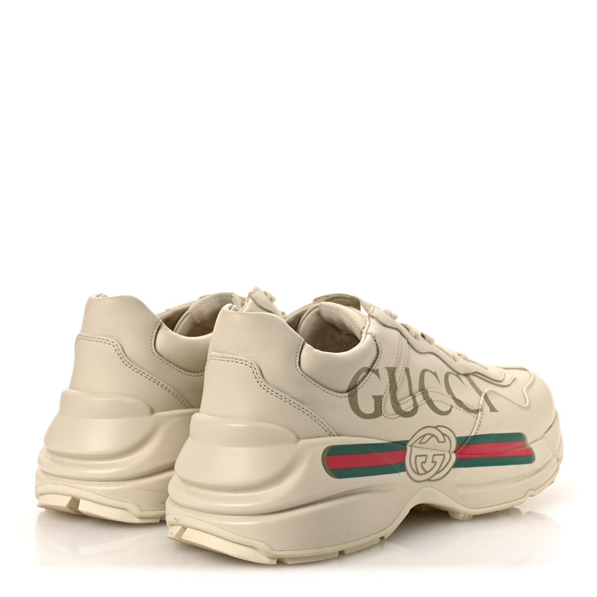 Gucci Calfskin Logo Womens Rhyton Sneakers 41 Ivory 5 of 14