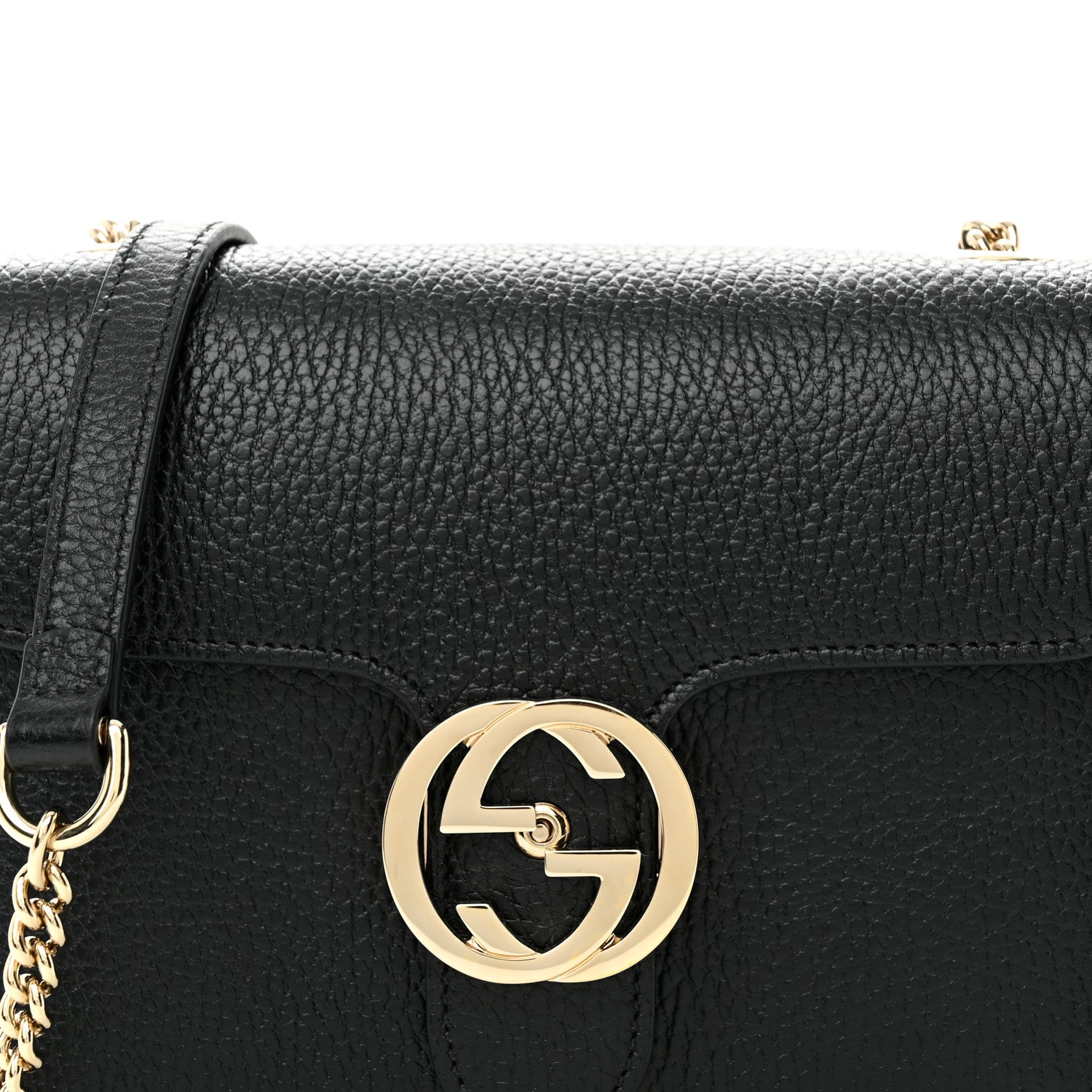 Gucci Dollar Calfskin Small Interlocking G Shoulder Bag Black 9 of 11