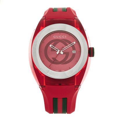 Gucci Stainless Steel Rubber 46mm Sync Web Quartz Watch Red 1 of 4