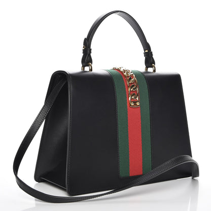 Gucci Calfskin Medium Sylvie Top Handle Bag Black 4 of 8
