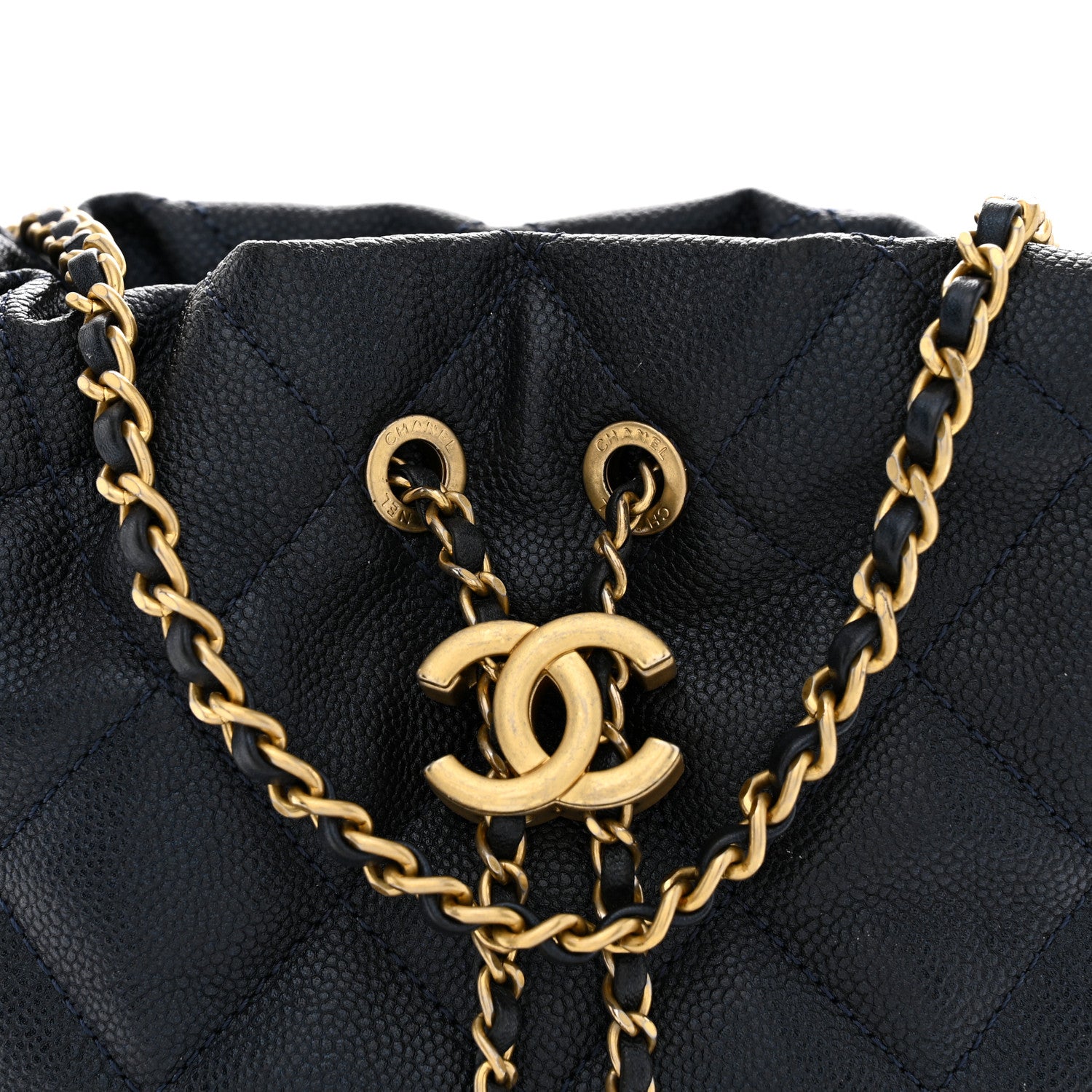 Chanel Iridescent Caviar Quilted My Perfect CC Bucket Drawstring Bag Blue 8 of 11