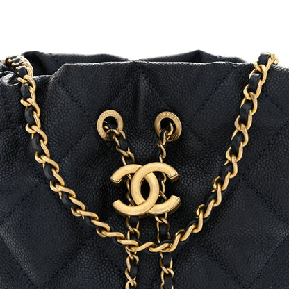 Chanel Iridescent Caviar Quilted My Perfect CC Bucket Drawstring Bag Blue 8 of 11