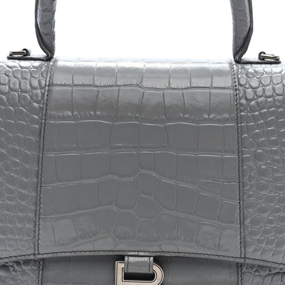 Balenciaga Shiny Calfskin Crocodile Embossed Medium Hourglass Top Handle Bag Balenciaga Grey 7 of 9