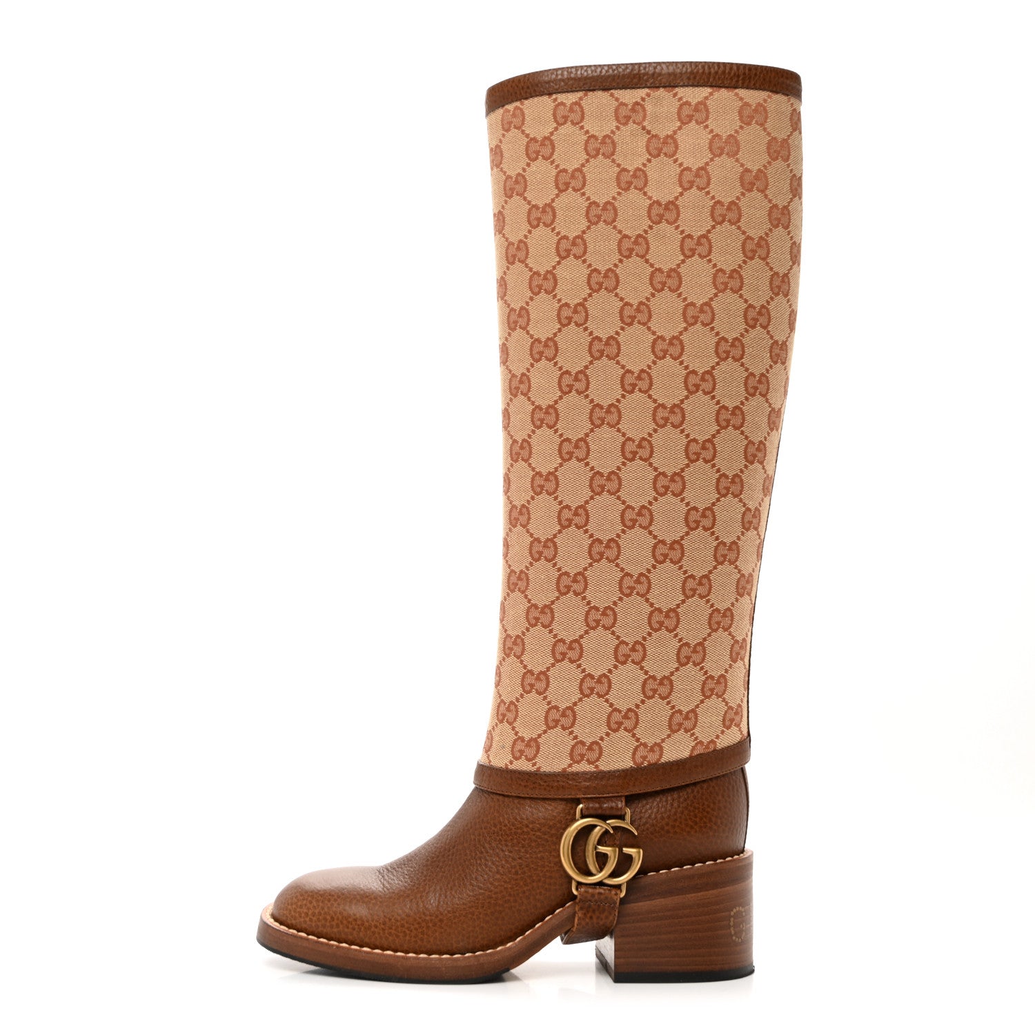 Gucci GG Monogram Calfskin Lola Tall Boots 35.5 Beige Ruggine 1 of 10