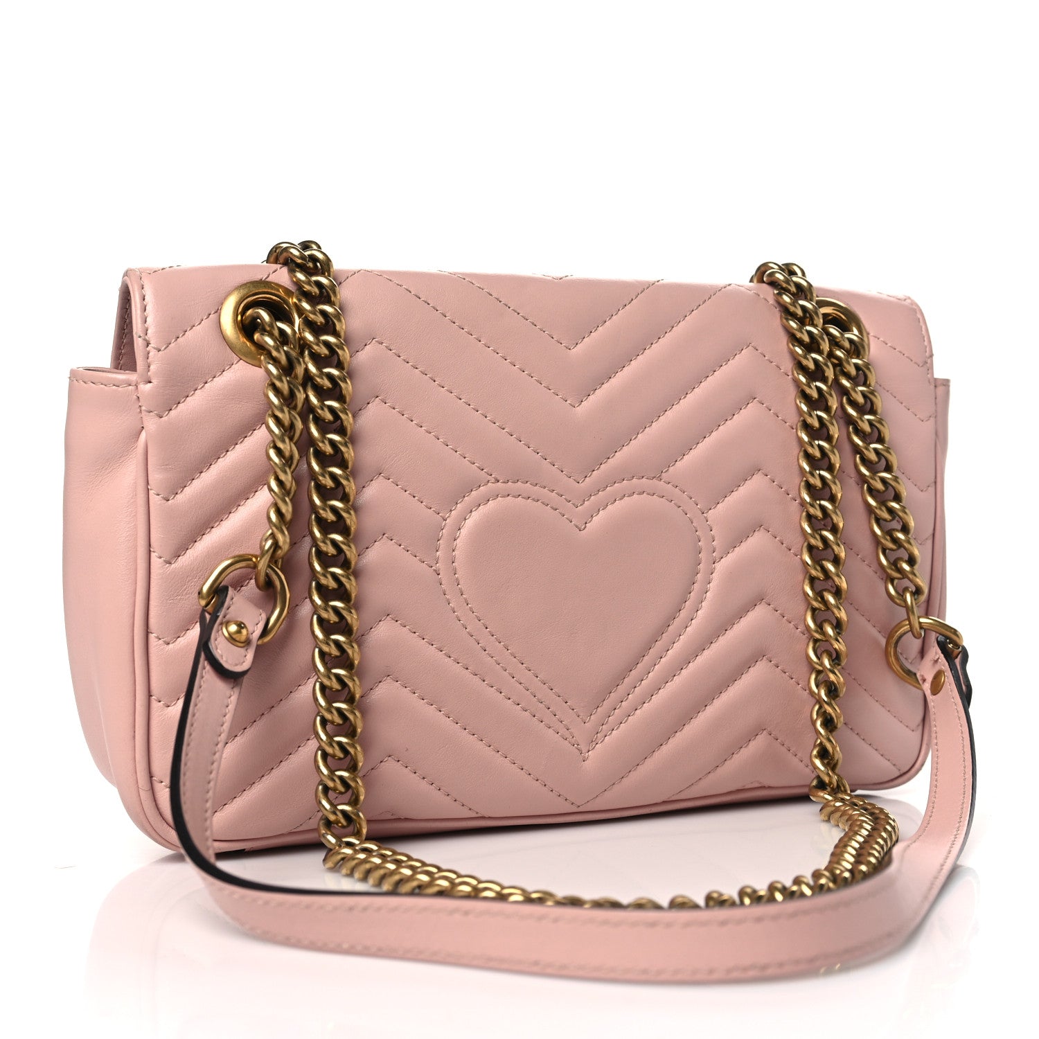 Gucci Calfskin Matelasse Small GG Marmont Shoulder Bag Perfect Pink 3 of 10