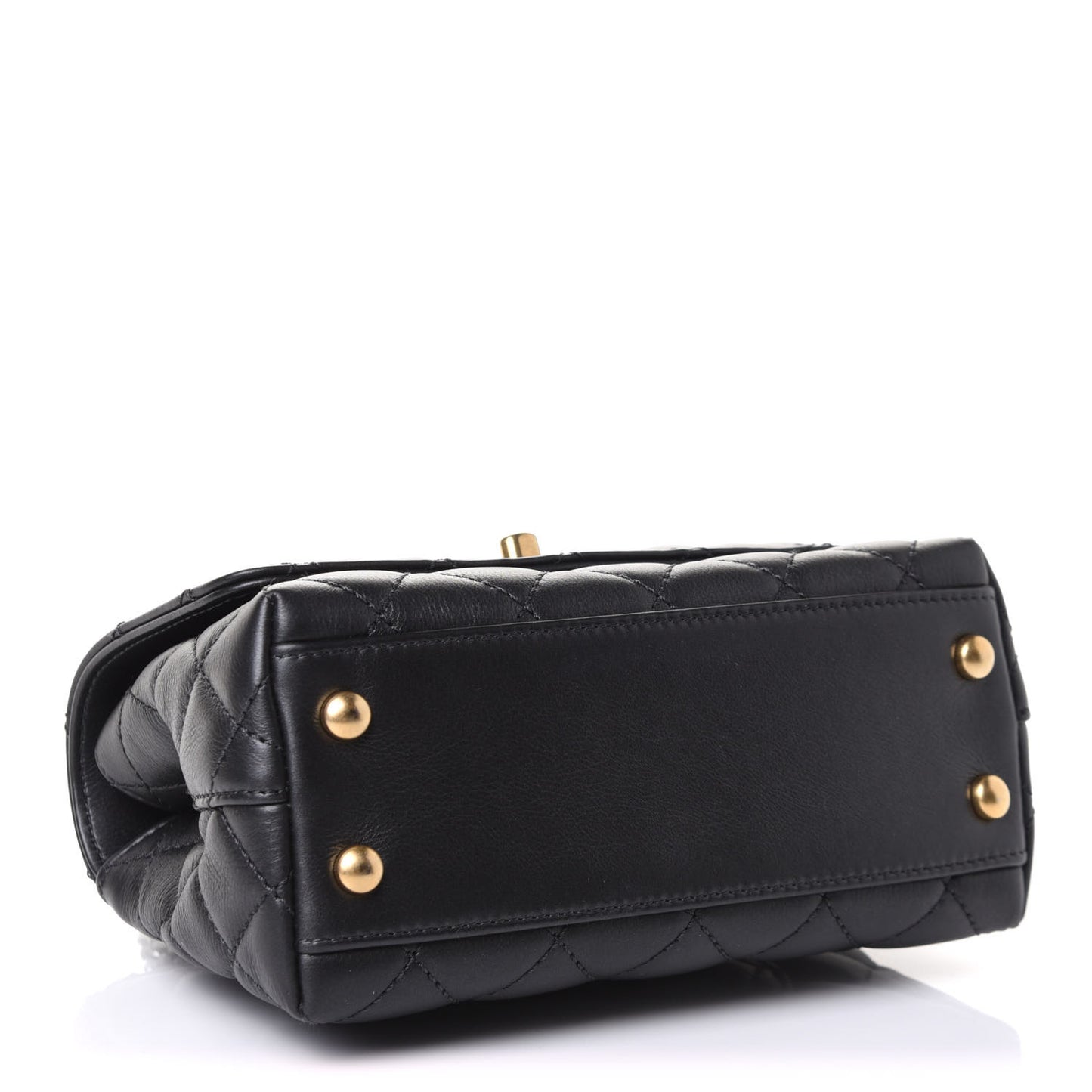 Calfskin Strass Quilted Extra Mini Coco Handle Flap Dark Grey
