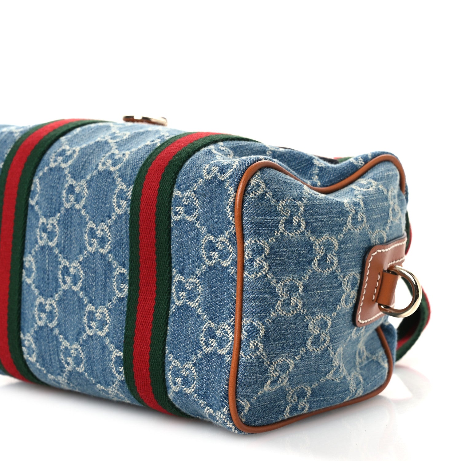Gucci GG Denim Calfskin Web Mini GG Top Handle Bag Light Blue White 10 of 12