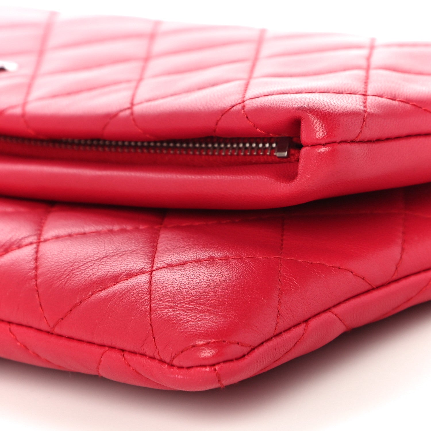 Chanel Lambskin Quilted CC Beauty Clutch Red 10 of 10