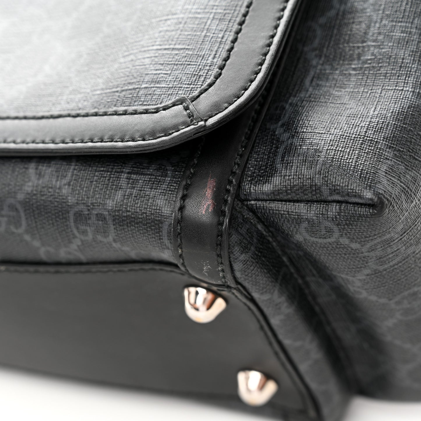 GG Supreme Monogram Web Messenger Diaper Bag Black Grey