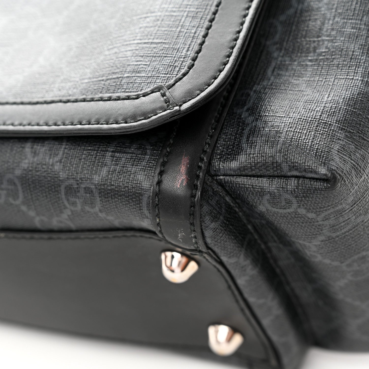 Gucci GG Supreme Monogram Web Messenger Diaper Bag Black Grey 8 of 9