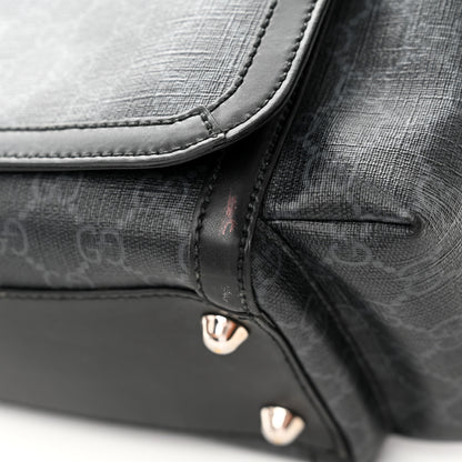 Gucci GG Supreme Monogram Web Messenger Diaper Bag Black Grey 8 of 9