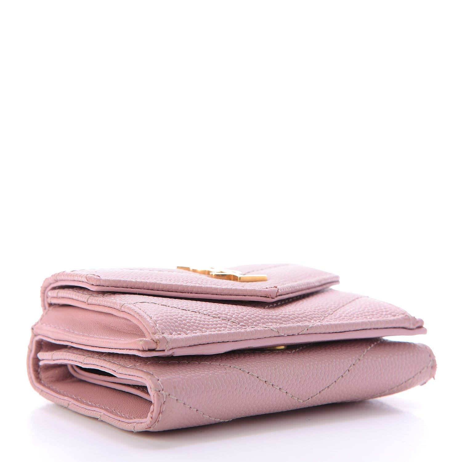 Saint Laurent Grain De Poudre Matelasse Chevron Monogram Tiny Wallet Tender Pink 4 of 10