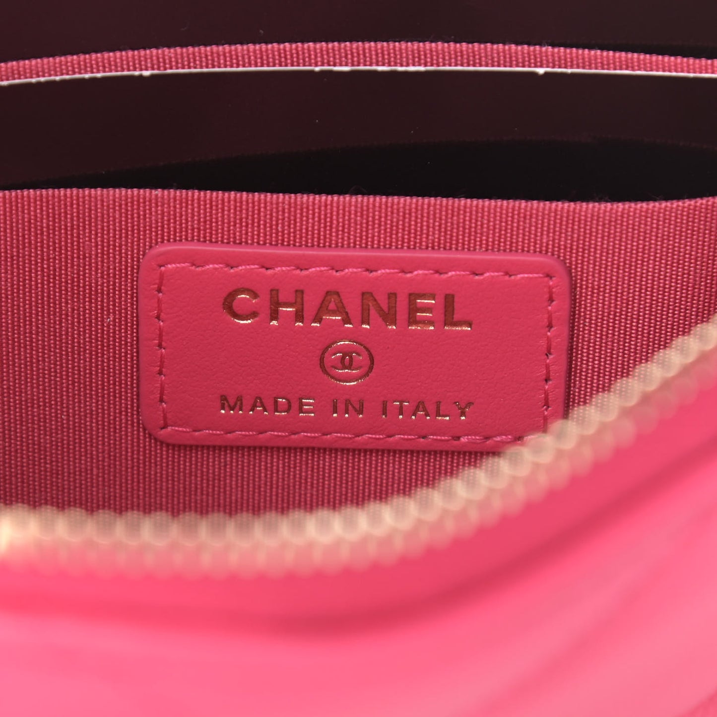 Shiny Goatskin Quilted Chanel 19 Flat Wallet Pouch Dark Pink