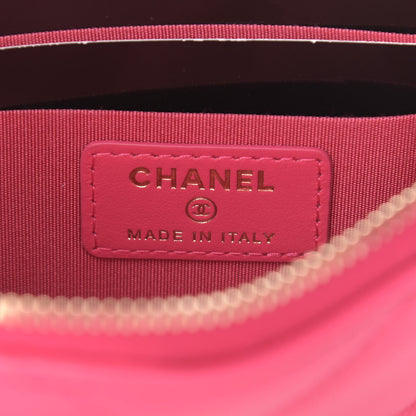 Chanel Shiny Goatskin Quilted Chanel 19 Flat Wallet Pouch Dark Pink 6 of 7