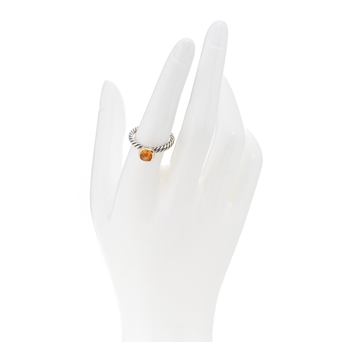 Sterling Silver 18K Yellow Gold Citrine Cushion Ring 54 7