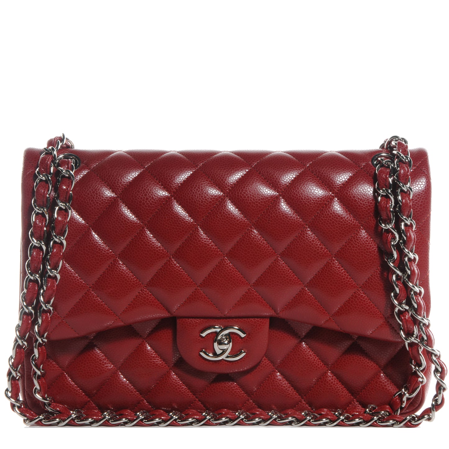 Caviar Jumbo Double Flap Red