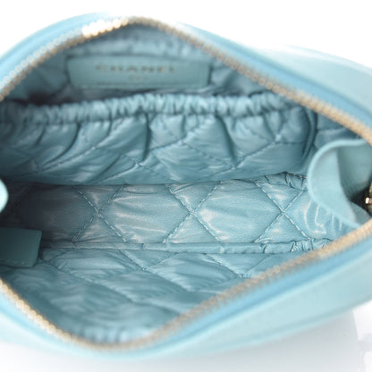 Chanel Caviar Quilted Small Curvy Pouch Cosmetic Case Light Blue 5 of 8