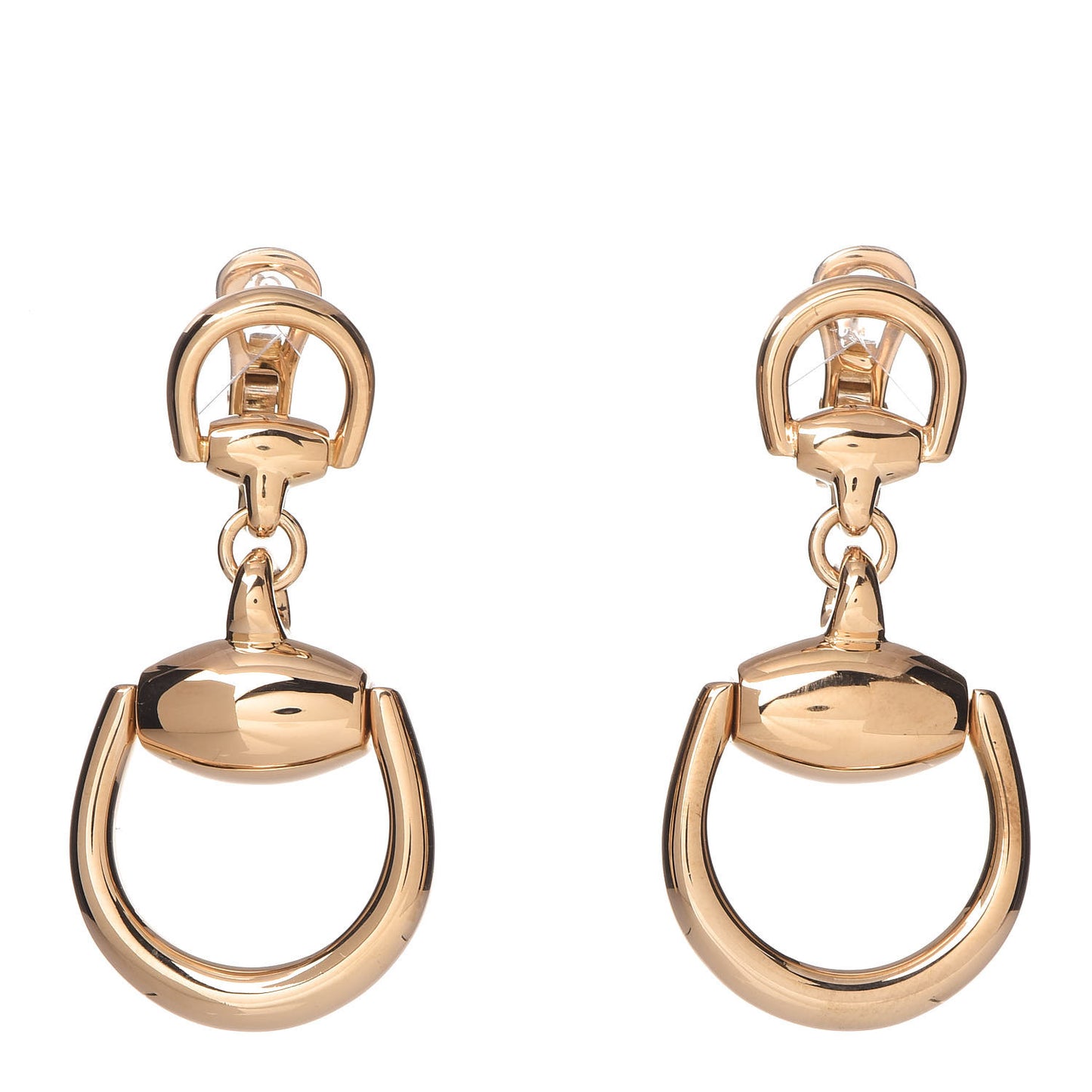 18K Yellow Gold Horsebit Drop Earrings