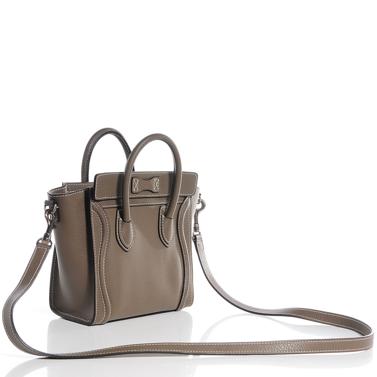 Celine Drummed Leather Nano Luggage Souris 3 of 8