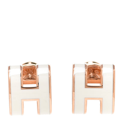 Hermes Rose Gold Lacquered Mini Pop H Earrings White 1 of 7