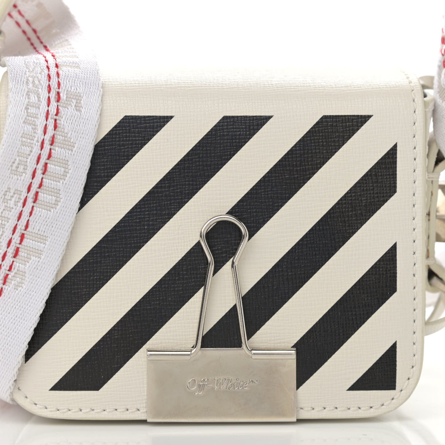 Saffiano Striped Baby Flap White Black