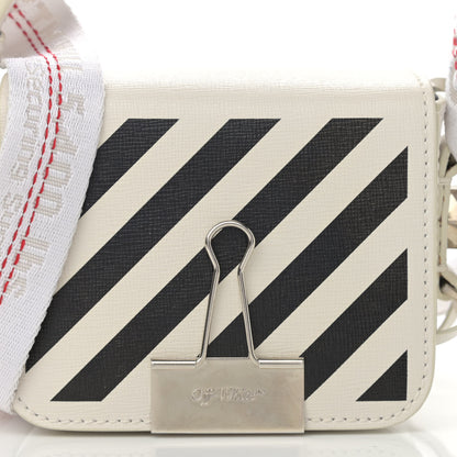 Off-White Saffiano Striped Baby Flap White Black 8 of 11
