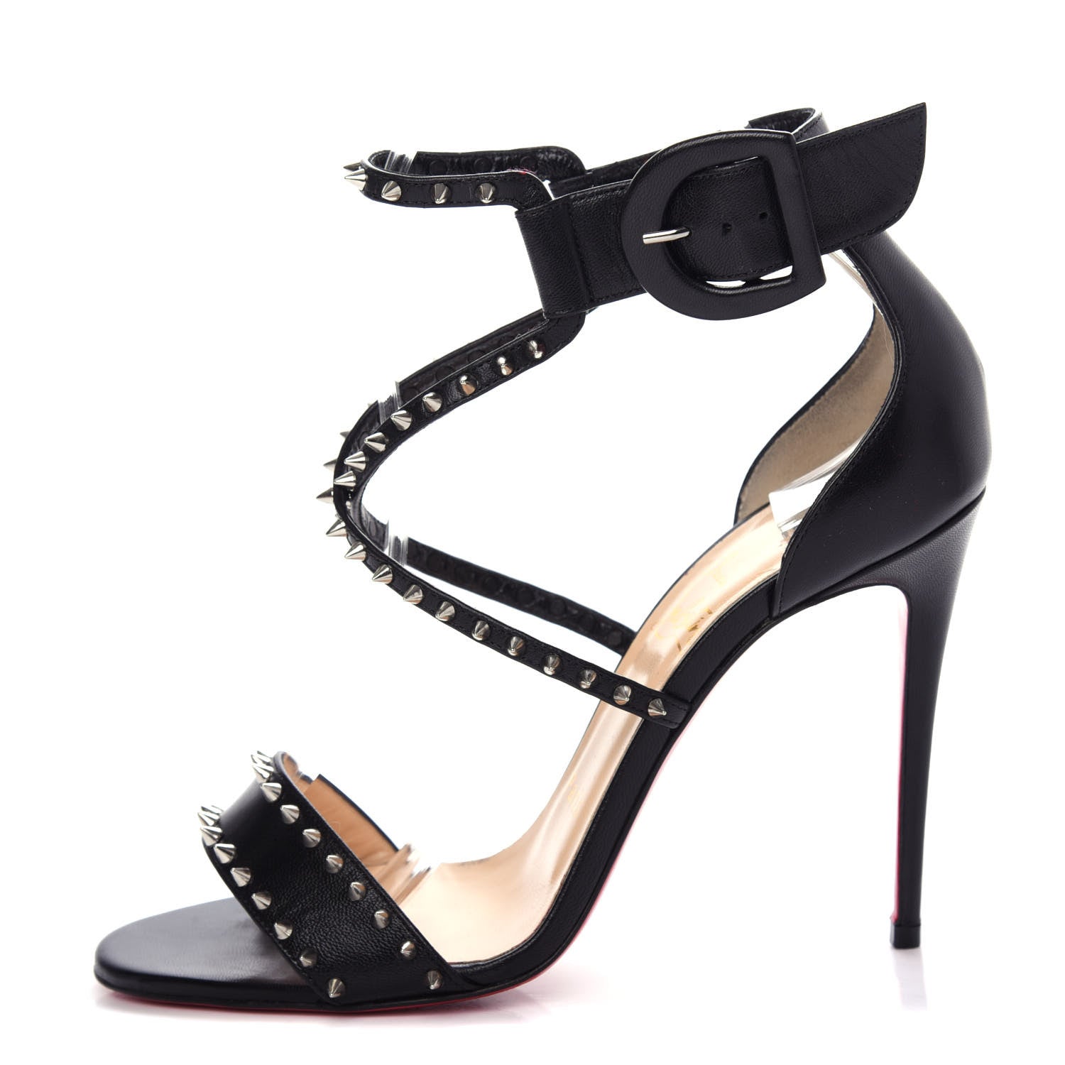 Christian Louboutin Calfskin Choca Spikes 100 Sandals 37 Black 1 of 10