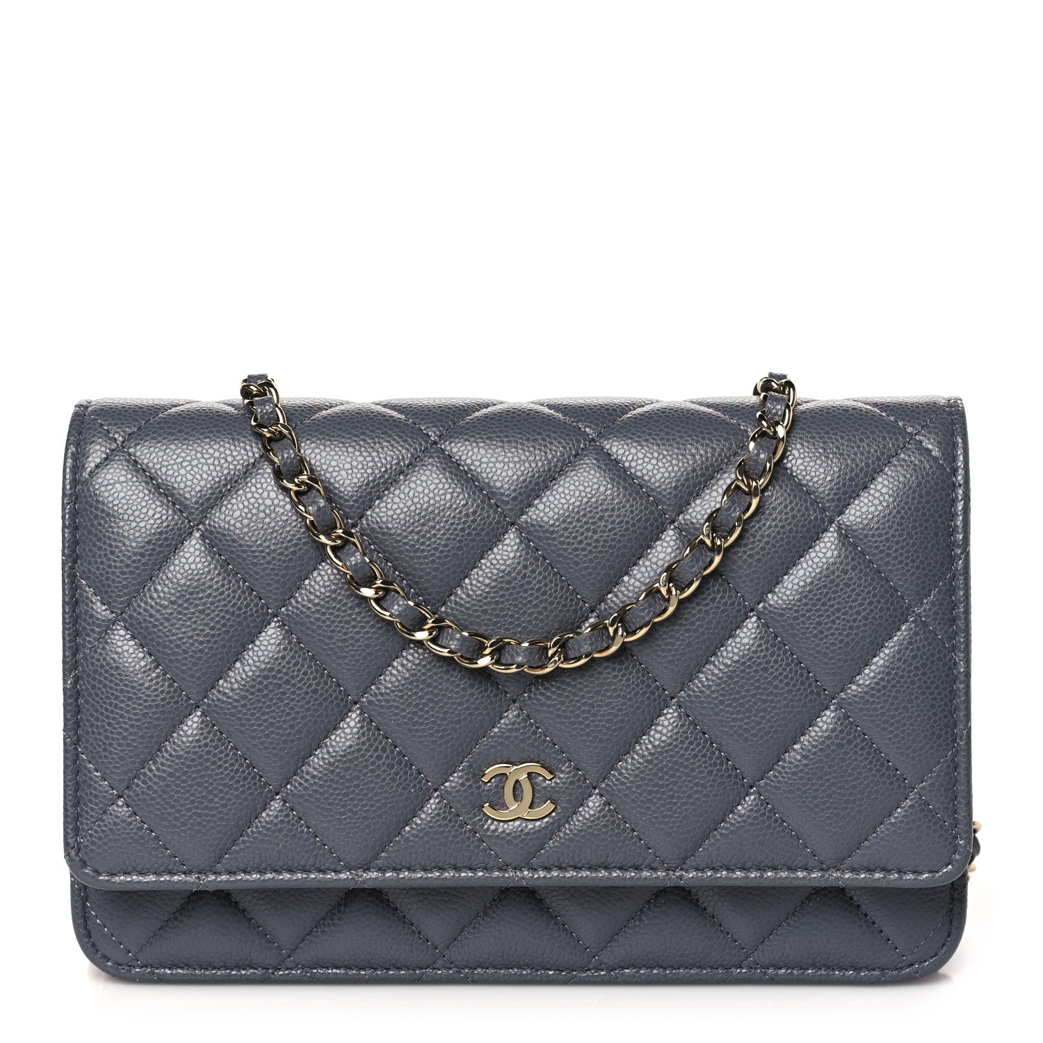 Chanel Caviar Quilted Wallet On Chain WOC Grey 1 of 12